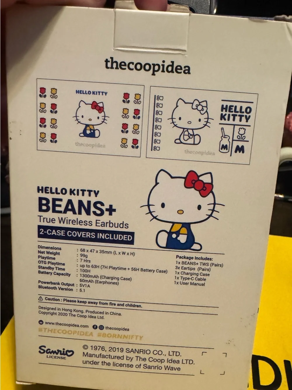 Hello Kitty White and Red BEANS+ True Wireless Earbuds with Decorative Cases